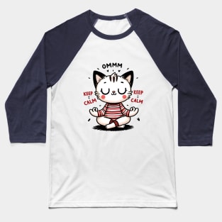 Namaste Cat Meditation Baseball T-Shirt